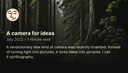 A camera for ideas